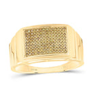 10K Yellow Gold Round Colored Yellow Diamond Micro - Pave Mens Ring 1/4 Cttw - Splendid Jewellery
