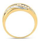 10K Yellow Gold Round Diamond 10K Two Tone Gold Men's Wedding Anniversary Band Ring 1/4 Cttw - Splendid Jewellery