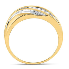 Load image into Gallery viewer, 10K Yellow Gold Round Diamond 10K Two Tone Gold Men's Wedding Anniversary Band Ring 1/4 Cttw - Splendid Jewellery