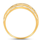 10K Yellow Gold Round Diamond 10K Two Tone Gold Men's Wedding Channel Set Band Ring 1/4 Cttw - Splendid Jewellery