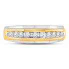 10K Yellow Gold Round Diamond 10K Two Tone Gold Men's Wedding Channel Set Band Ring 1/4 Cttw - Splendid Jewellery