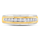 10K Yellow Gold Round Diamond 10K Two Tone Gold Men's Wedding Channel Set Band Ring 1/4 Cttw - Splendid Jewellery
