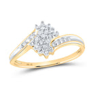 10K Yellow Gold Round Diamond 10K Two Tone Gold Women's Cluster Ring 1/10 Cttw - Splendid Jewellery