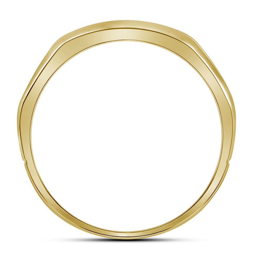 10K Yellow Gold Round Diamond 10K Two Tone Men's Grooved Wedding Band Ring 1/4 Cttw - Splendid Jewellery