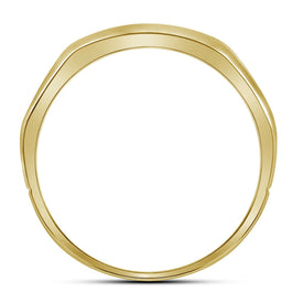 10K Yellow Gold Round Diamond 10K Two Tone Men's Grooved Wedding Band Ring 1/4 Cttw - Splendid Jewellery