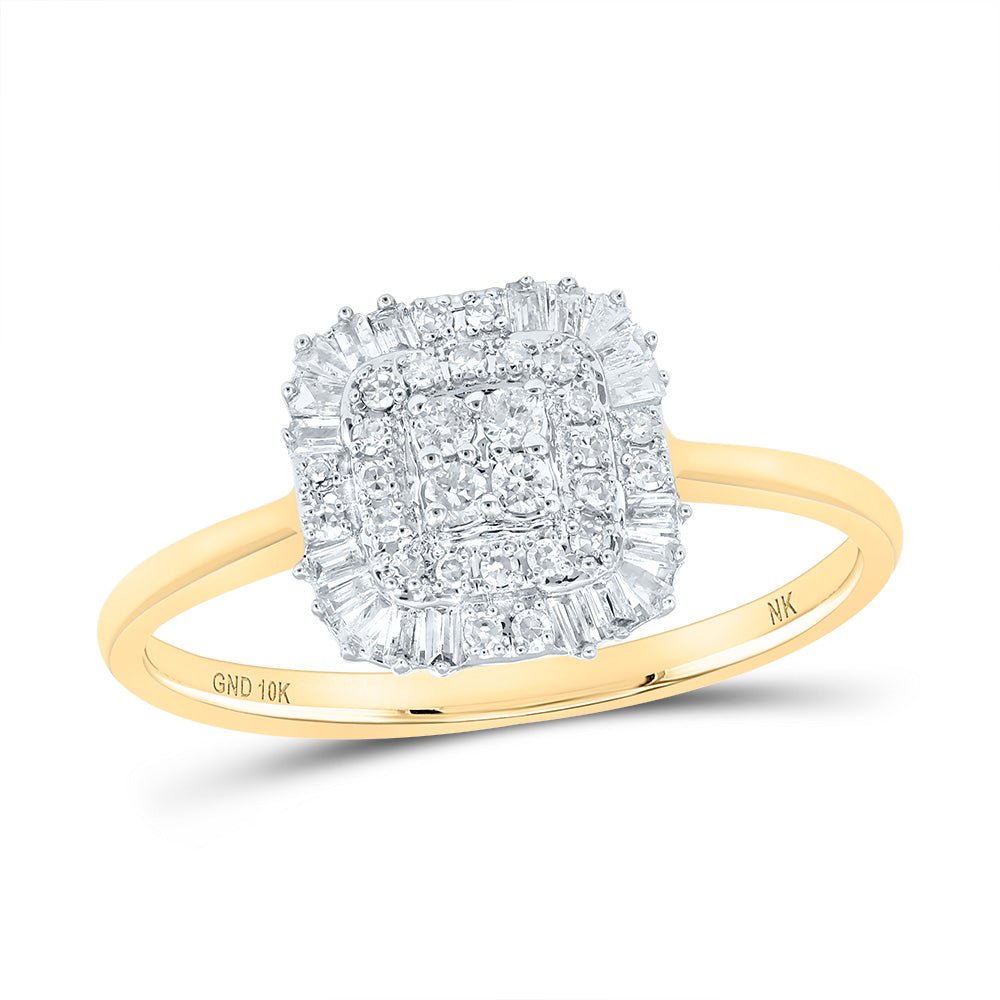 10K Yellow Gold Round Diamond Baguette Ring 1/4 Cttw - Splendid Jewellery
