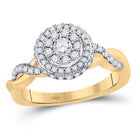 10K Yellow Gold Round Diamond Bridal Ring 3/4 Cttw - Splendid Jewellery