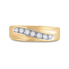 10K Yellow Gold Round Diamond Channel Set Men's Curved 2 Tone Wedding Band 1/4 Cttw - Splendid Jewellery
