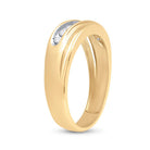 10K Yellow Gold Round Diamond Channel Set Men's Curved 2 Tone Wedding Band 1/4 Cttw - Splendid Jewellery
