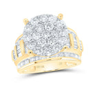 10K Yellow Gold Round Diamond Cluster Bridal Engagement 3 Cttw - Splendid Jewellery