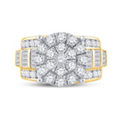 10K Yellow Gold Round Diamond Cluster Bridal Engagement 3 Cttw - Splendid Jewellery
