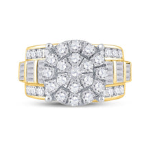 Load image into Gallery viewer, 10K Yellow Gold Round Diamond Cluster Bridal Engagement 3 Cttw - Splendid Jewellery