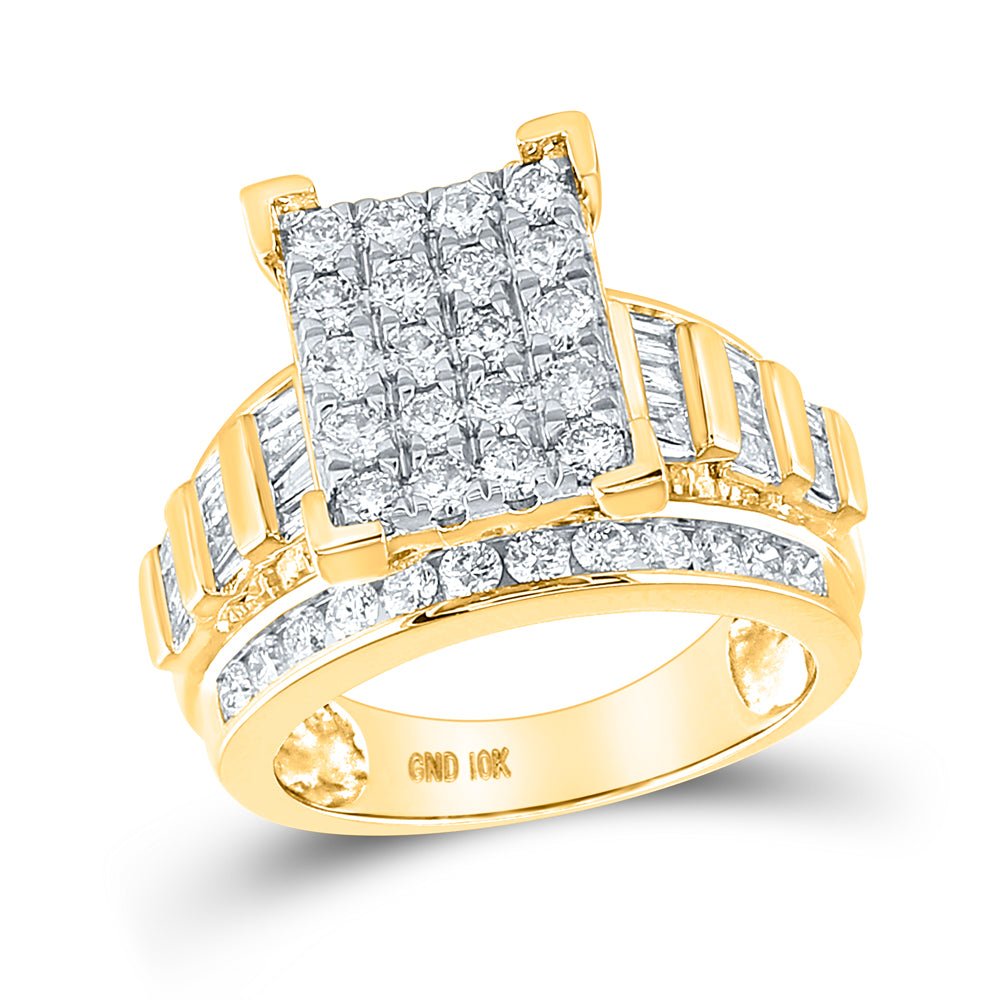 10K Yellow Gold Round Diamond Cluster Bridal Wedding Engagement Ring 2 Cttw - Splendid Jewellery