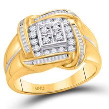 Load image into Gallery viewer, 10K Yellow Gold Round Diamond Cluster Mens Ring 1/2 Cttw - Splendid Jewellery