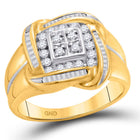 10K Yellow Gold Round Diamond Cluster Mens Ring 1/2 Cttw - Splendid Jewellery