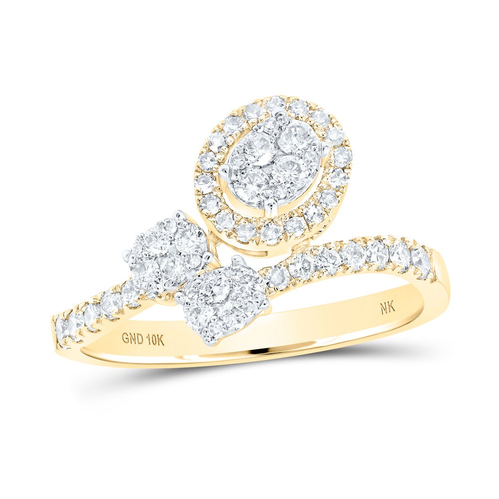 10K Yellow Gold Round Diamond Cluster Ring 1/2 Cttw - Splendid Jewellery