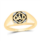 10K Yellow Gold Round Diamond Dad Mens Ring 0.018 Cttw - Splendid Jewellery