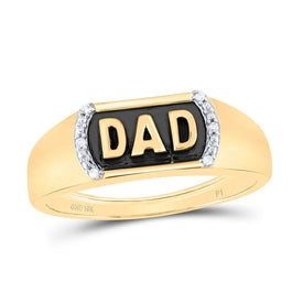 10K Yellow Gold Round Diamond Dad Mens Ring 0.024 Cttw - Splendid Jewellery