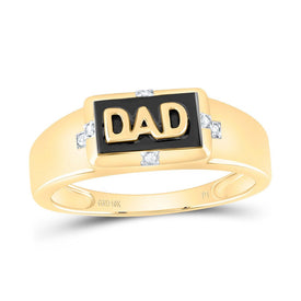 10K Yellow Gold Round Diamond Dad Mens Ring 0.03 Cttw - Splendid Jewellery