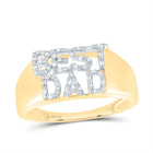 10K Yellow Gold Round Diamond Dad Mens Ring 1/10 Cttw - Splendid Jewellery