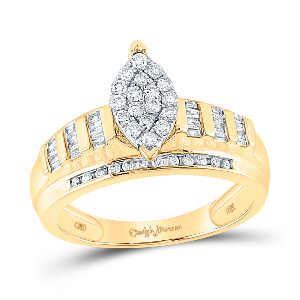 10K Yellow Gold Round Diamond Designer Ring 1/2 Cttw - Splendid Jewellery