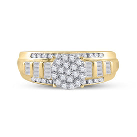 10K Yellow Gold Round Diamond Designer Ring 1/2 Cttw - Splendid Jewellery