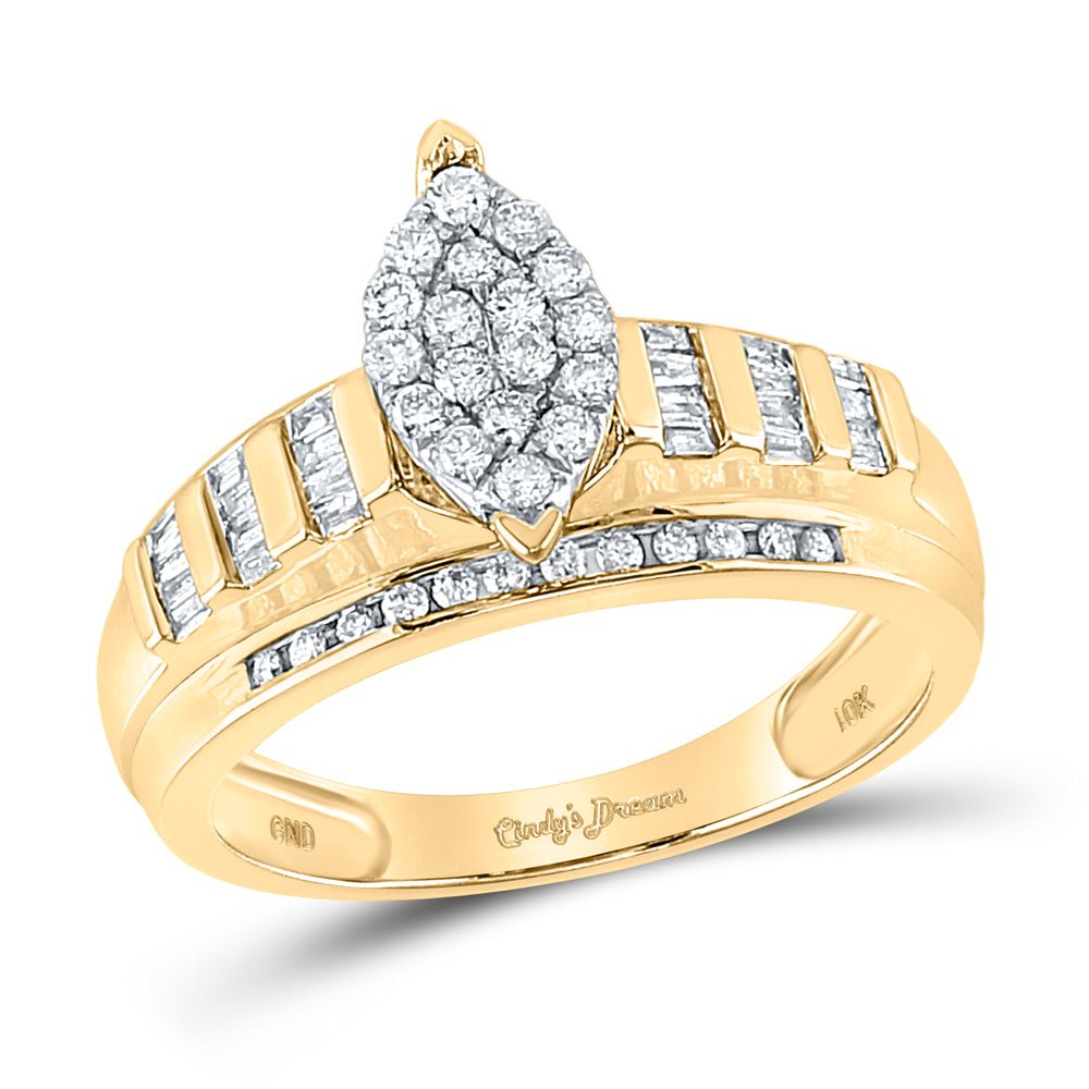 10K Yellow Gold Round Diamond Designer Ring 1/2 Cttw - Splendid Jewellery
