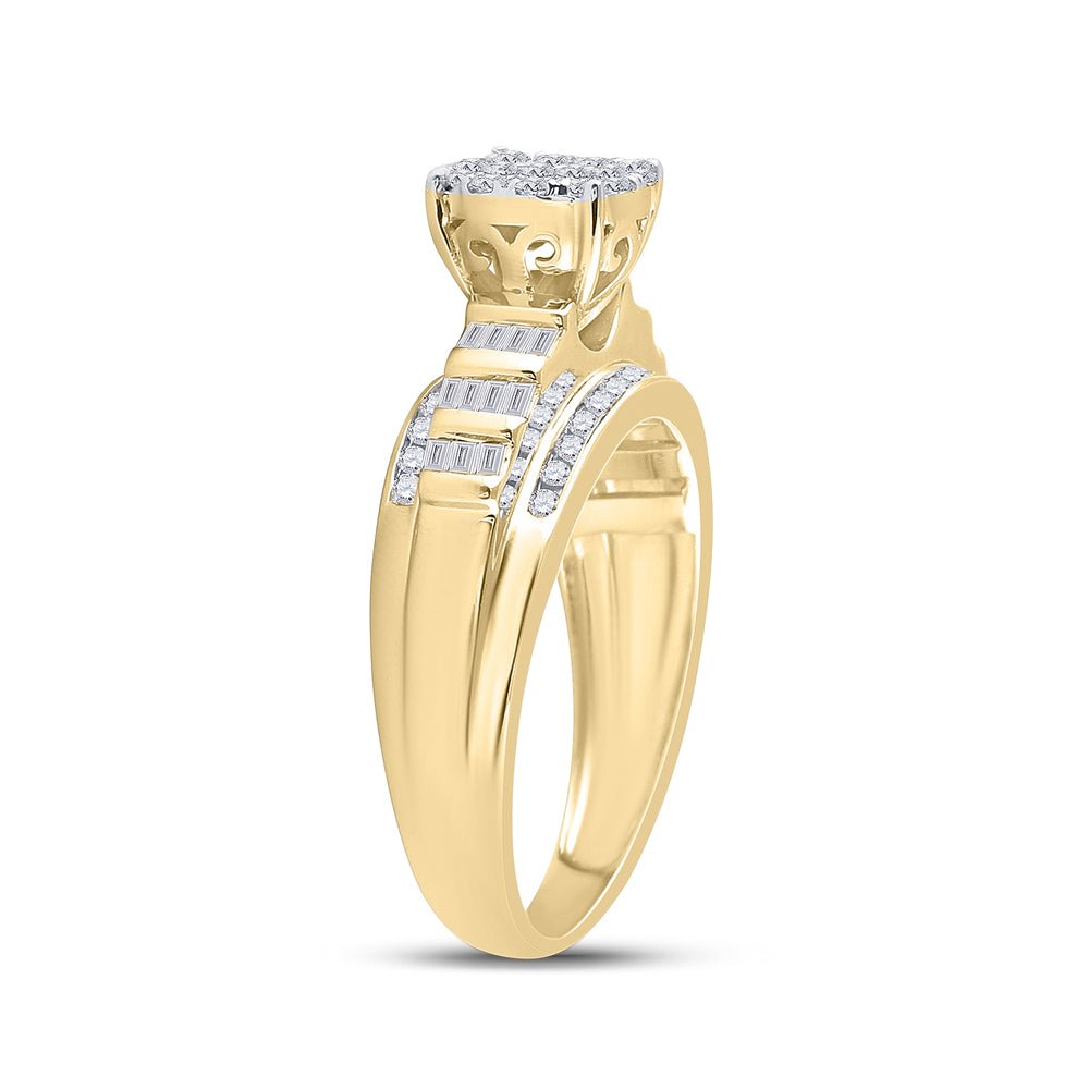 10K Yellow Gold Round Diamond Designer Ring 1/2 Cttw - Splendid Jewellery