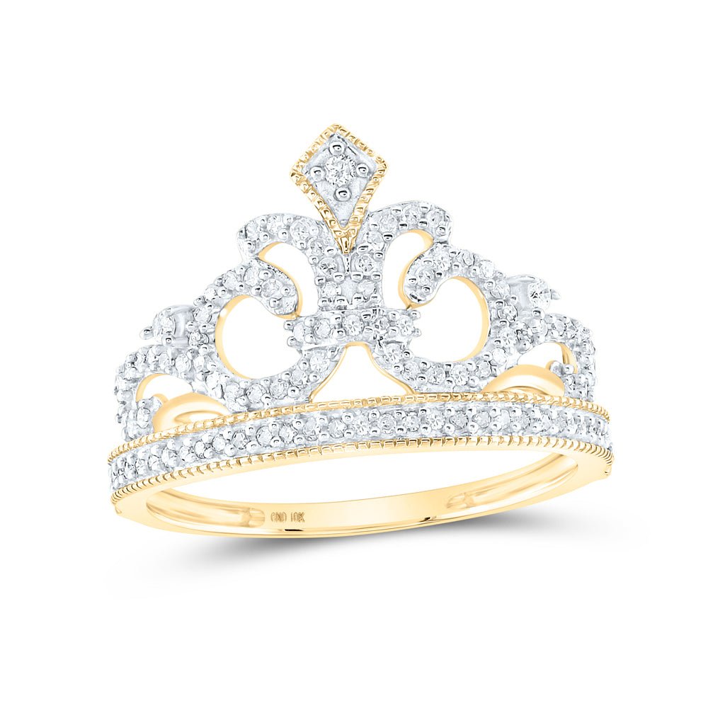 10K Yellow Gold Round Diamond Designer Ring 1/5 Cttw - Splendid Jewellery