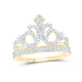 10K Yellow Gold Round Diamond Designer Ring 1/5 Cttw - Splendid Jewellery