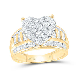 10K Yellow Gold Round Diamond Designer Ring 2 Cttw - Splendid Jewellery
