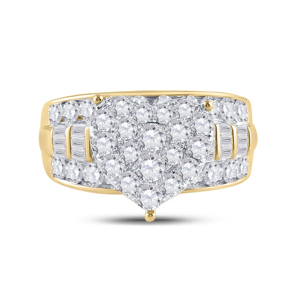 10K Yellow Gold Round Diamond Designer Ring 2 Cttw - Splendid Jewellery