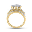 10K Yellow Gold Round Diamond Designer Ring 2 Cttw - Splendid Jewellery