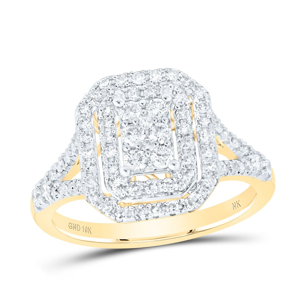 10K Yellow Gold Round Diamond Designer Ring 3/4 Cttw - Splendid Jewellery