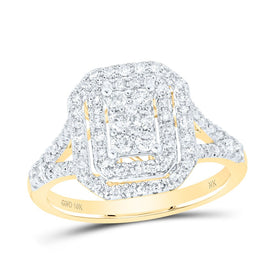 10K Yellow Gold Round Diamond Designer Ring 3/4 Cttw - Splendid Jewellery