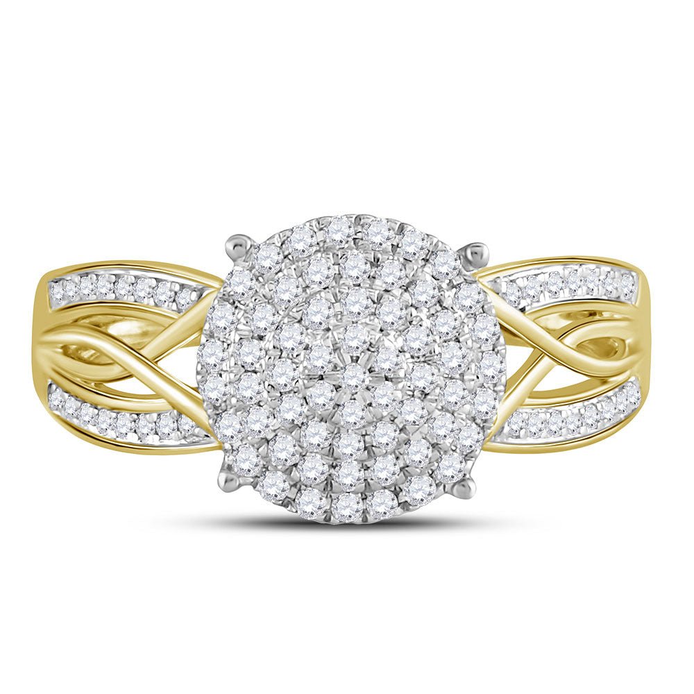 10K Yellow Gold Round Diamond Designer Ring 3/8 Cttw - Splendid Jewellery