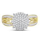 10K Yellow Gold Round Diamond Designer Ring 3/8 Cttw - Splendid Jewellery