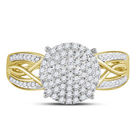 10K Yellow Gold Round Diamond Designer Ring 3/8 Cttw - Splendid Jewellery
