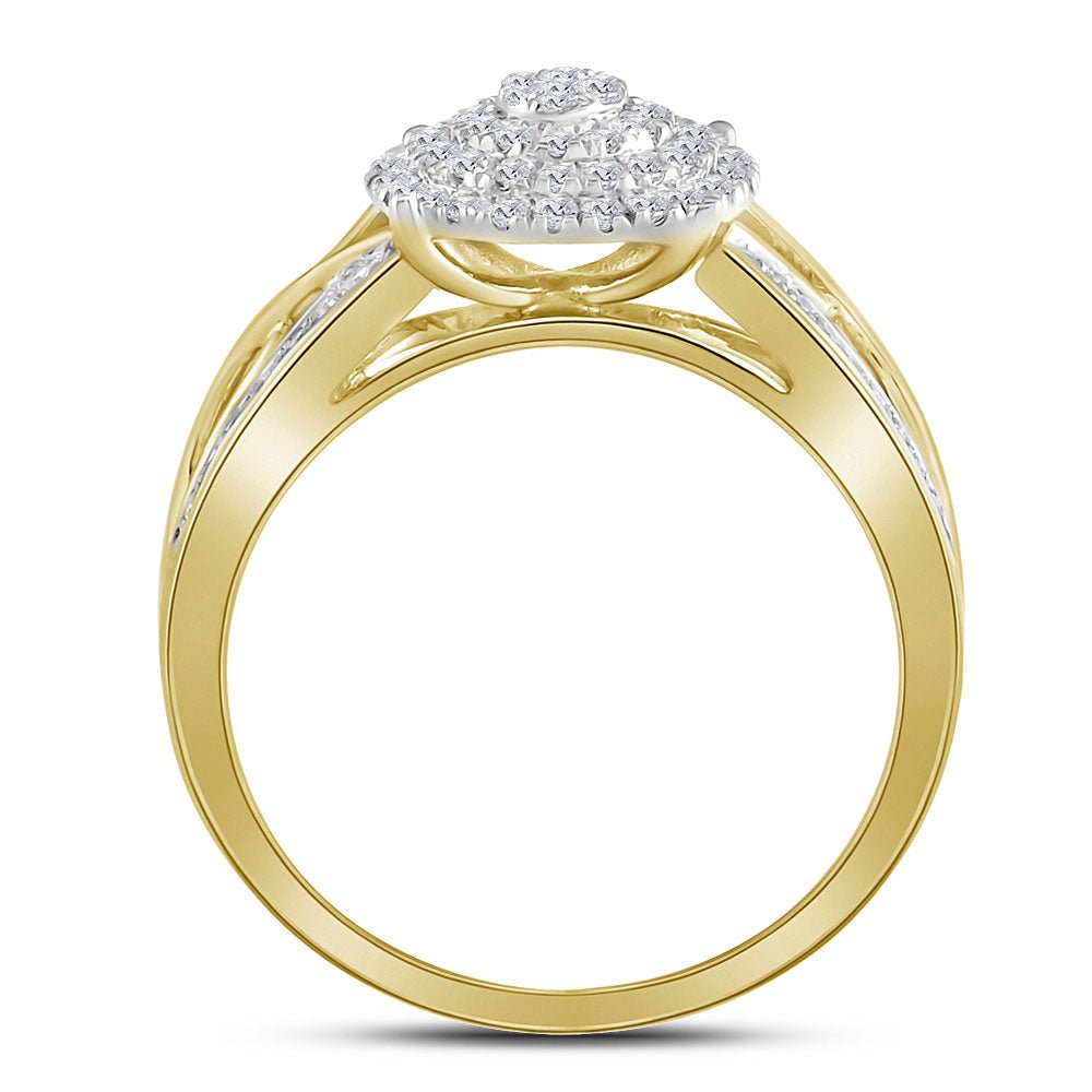 10K Yellow Gold Round Diamond Designer Ring 3/8 Cttw - Splendid Jewellery