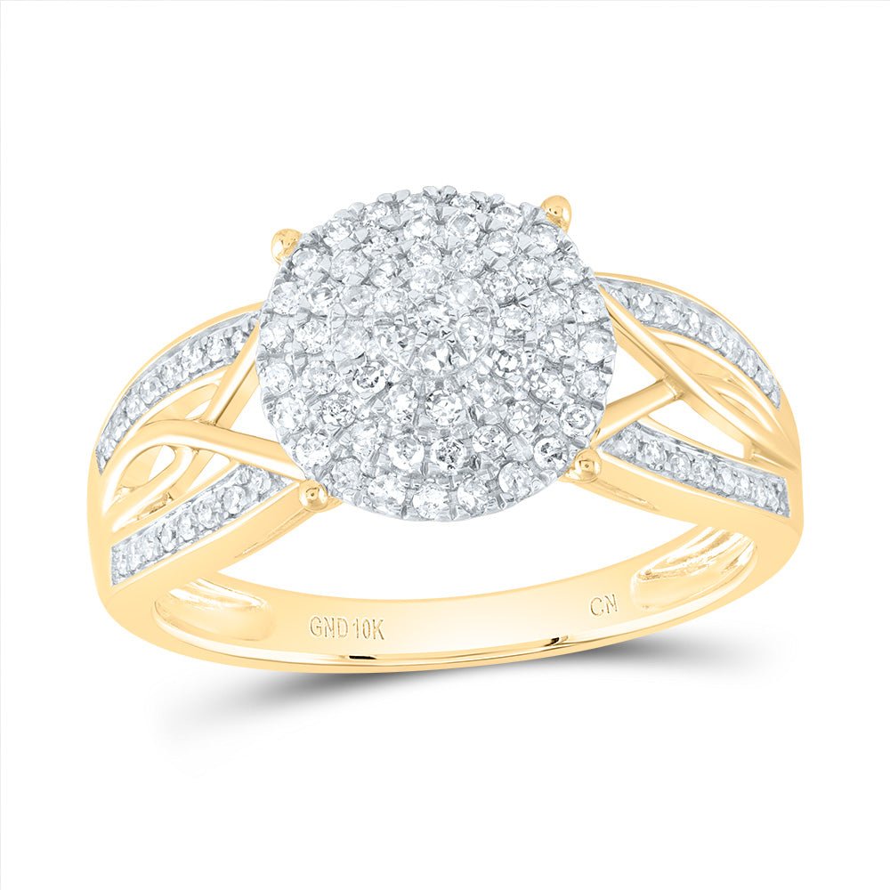 10K Yellow Gold Round Diamond Designer Ring 3/8 Cttw - Splendid Jewellery