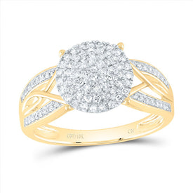 10K Yellow Gold Round Diamond Designer Ring 3/8 Cttw - Splendid Jewellery