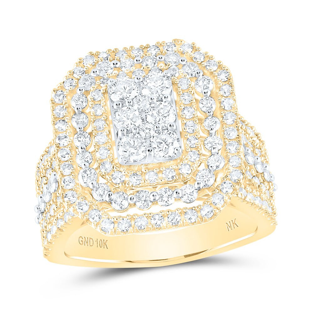 10K Yellow Gold Round Diamond Fashion Bridal Ring 2 Cttw - Splendid Jewellery