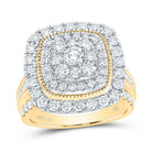 10K Yellow Gold Round Diamond Fashion Double Halo Bridal Ring 2 Cttw - Splendid Jewellery