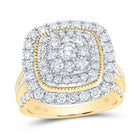 10K Yellow Gold Round Diamond Fashion Double Halo Bridal Ring 2 Cttw - Splendid Jewellery