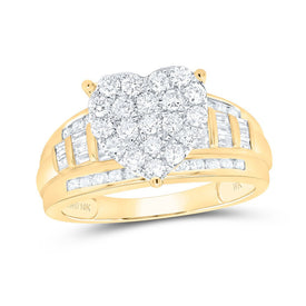 10K Yellow Gold Round Diamond Fashion Heart Ring 1 Cttw - Splendid Jewellery