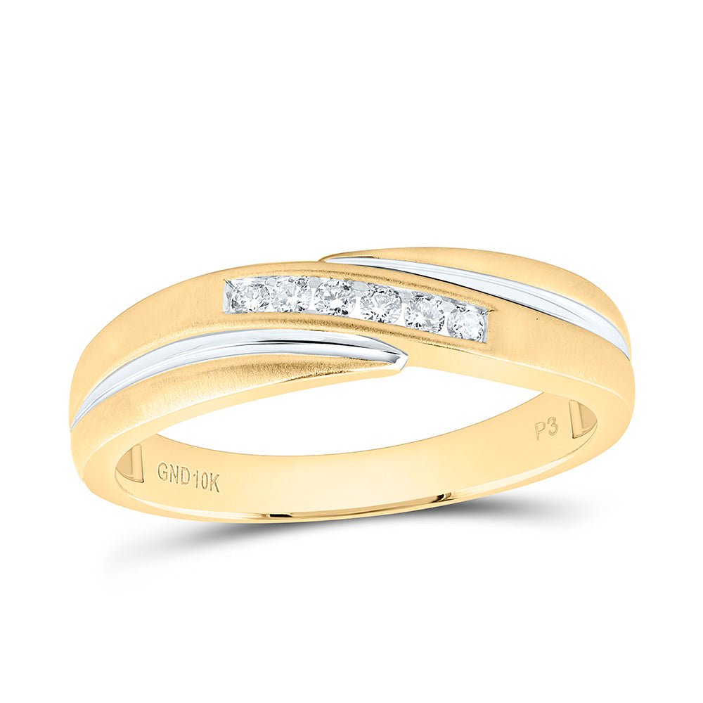 10K Yellow Gold Round Diamond Fashion Men's Band 1/8 Cttw - Splendid Jewellery