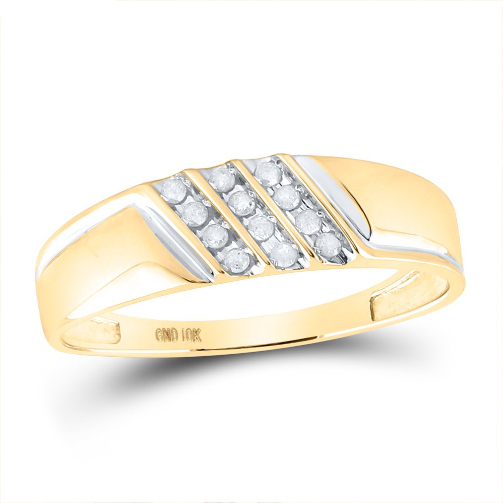 10K Yellow Gold Round Diamond Fashion Men's Band S 8 - Splendid Jewellery