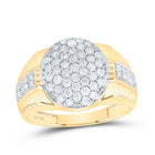 10K Yellow Gold Round Diamond Fashion Mens Ring 1 Cttw - Splendid Jewellery