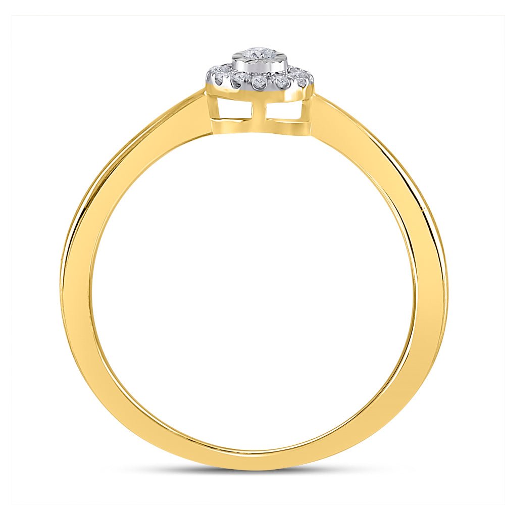 10K Yellow Gold Round Diamond Fashion Promise Ring 1/12 Cttw - Splendid Jewellery