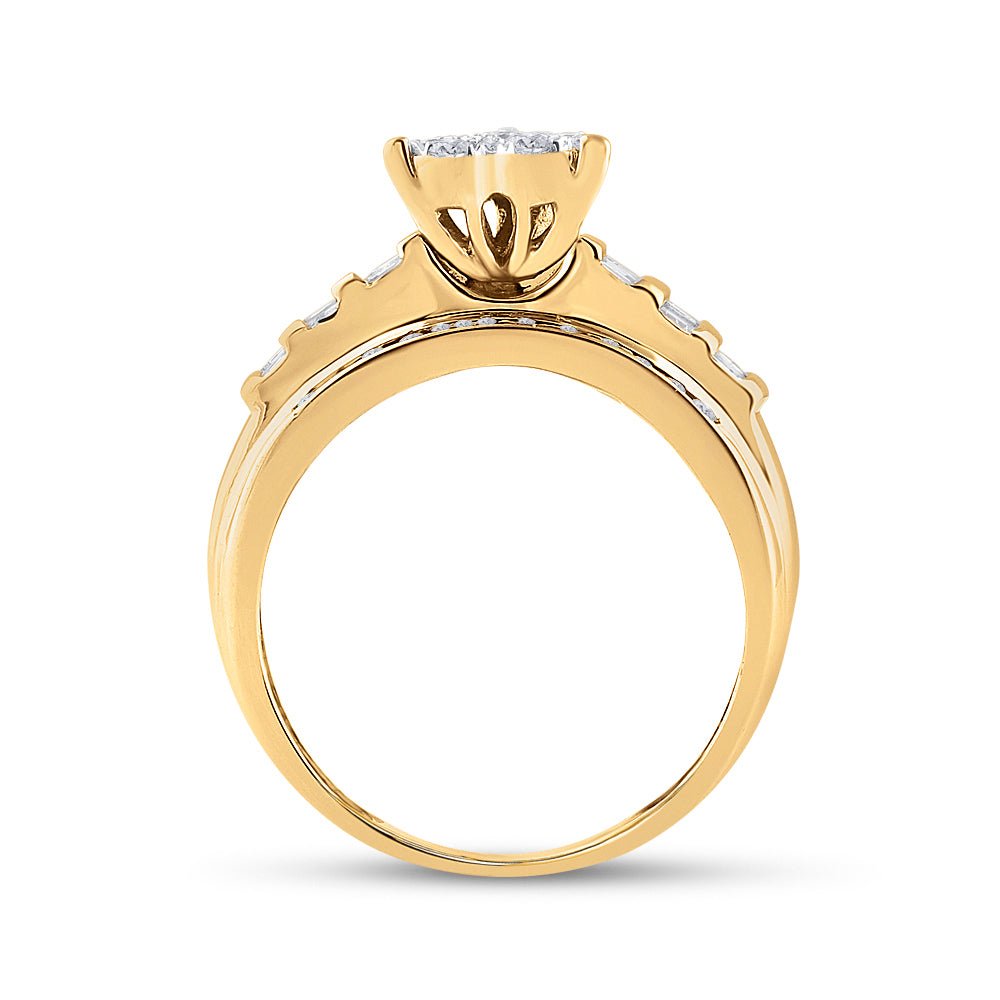 10K Yellow Gold Round Diamond Heart Ring 1/2 Cttw - Splendid Jewellery